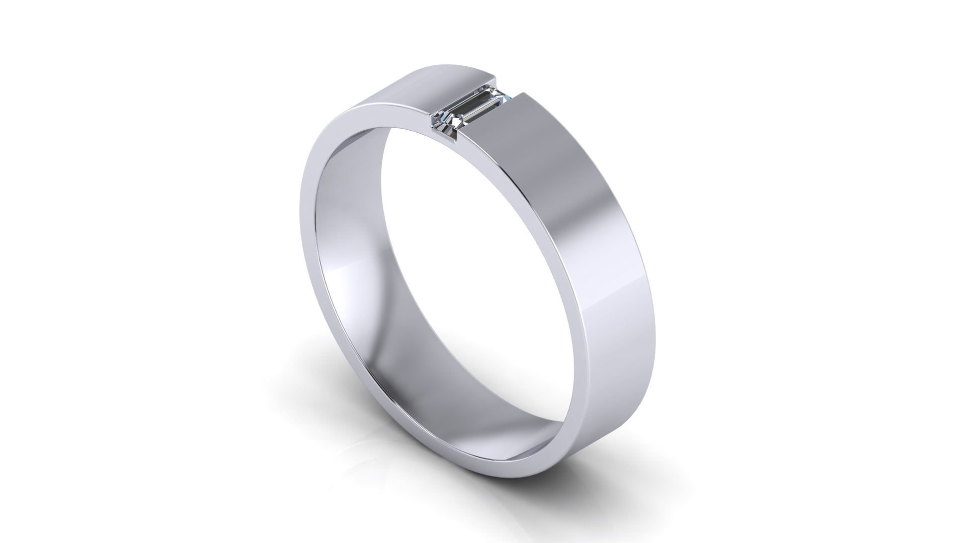 Anillo de compromiso solitario bicelado corte baguette - Andres