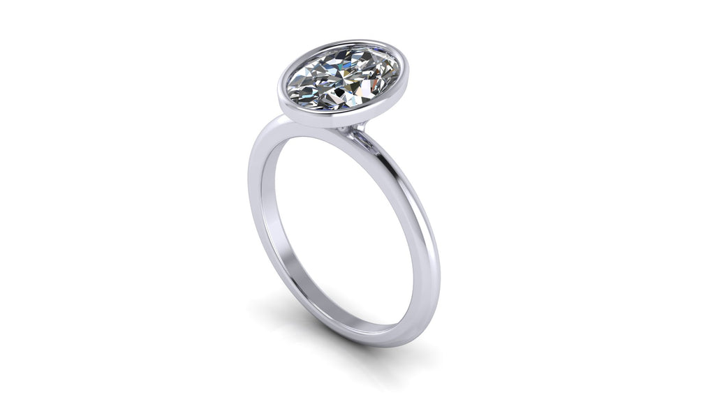 Anillo de compromiso solitario bicelado  ovalado - Emiliano