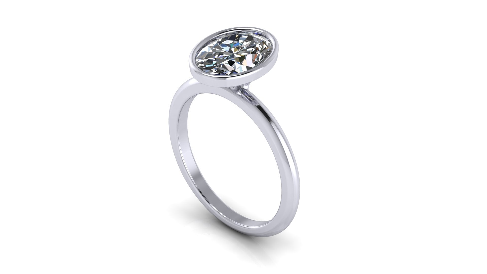 Anillo de compromiso solitario bicelado  ovalado - Emiliano