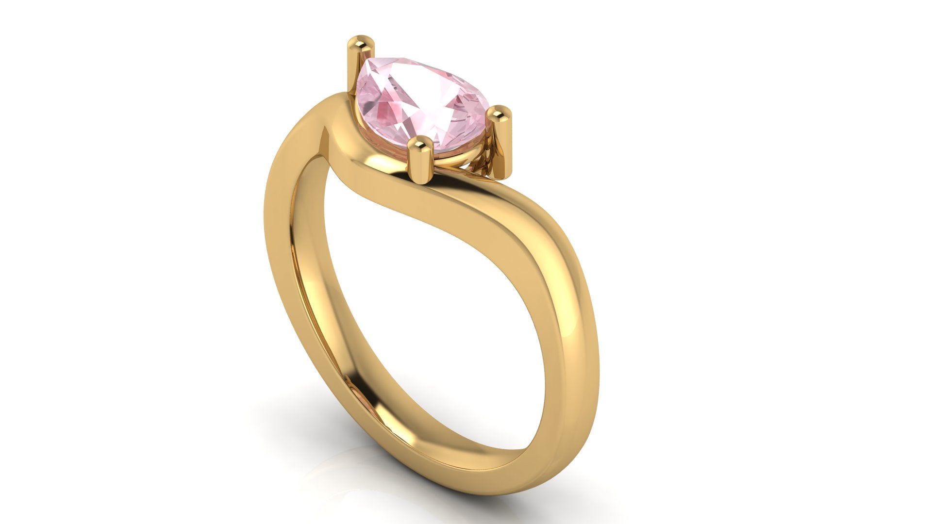 Anillo orgánico con zafiro rosa corte pera - Daniela