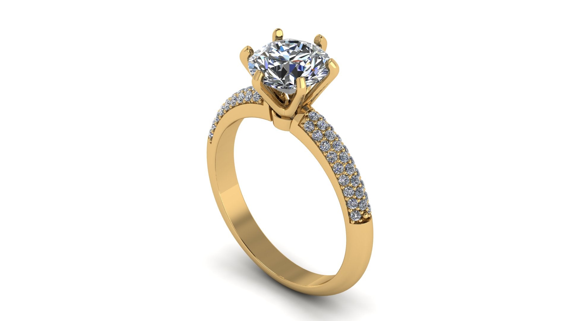 Anillo de compromiso  redondo, diamantes laterales - Gerardo