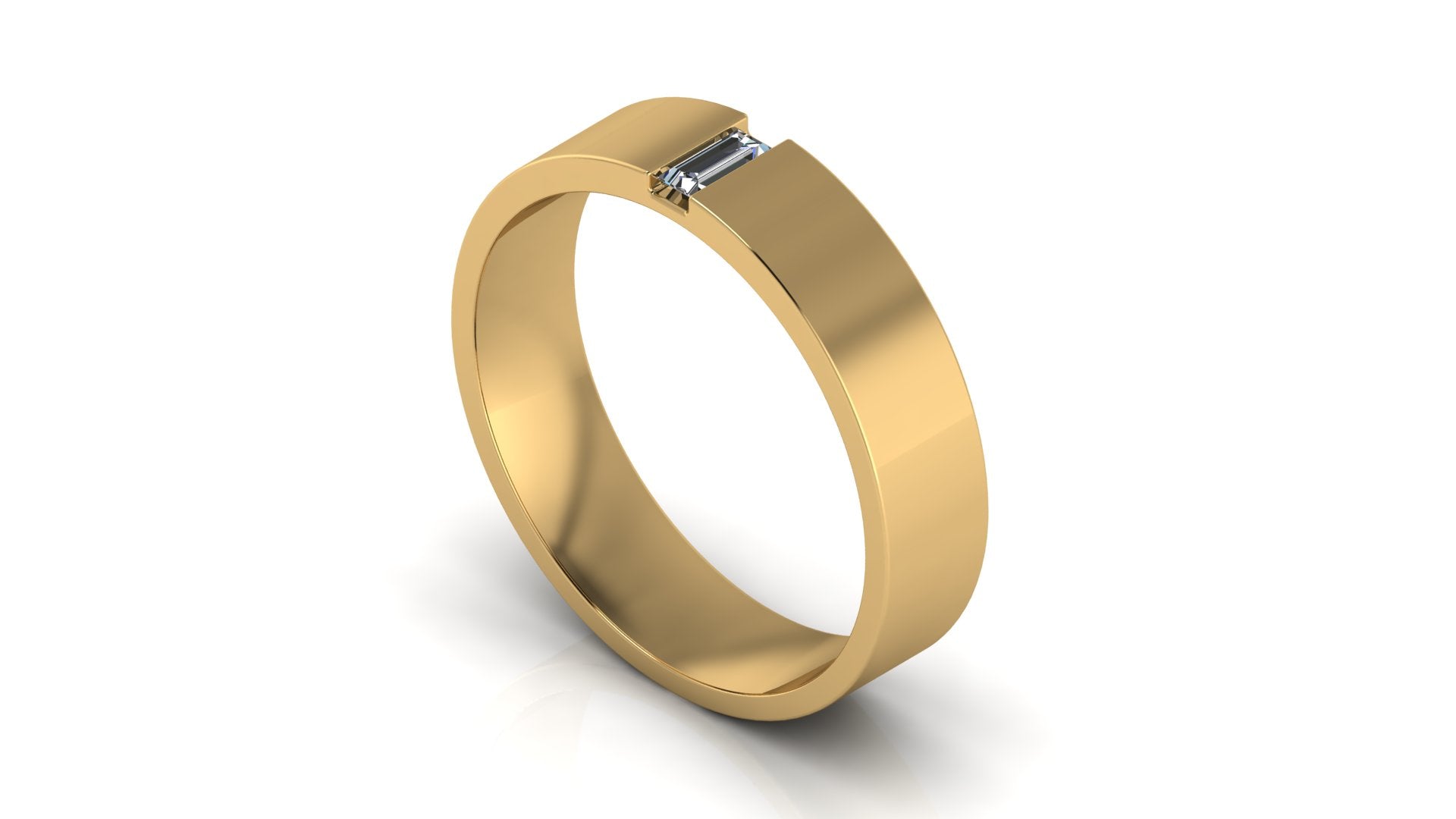 Anillo de compromiso solitario bicelado corte baguette - Andres