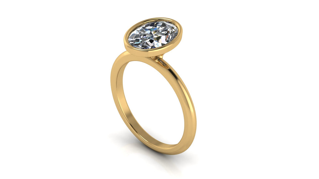 Anillo de compromiso solitario bicelado  ovalado - Emiliano
