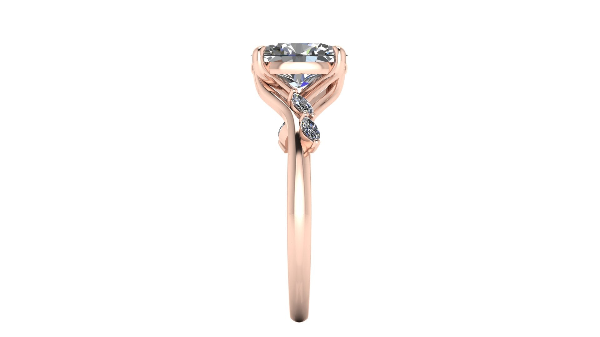 Anillo de compromiso  ovalado, diamantes laterales marquise - Armando