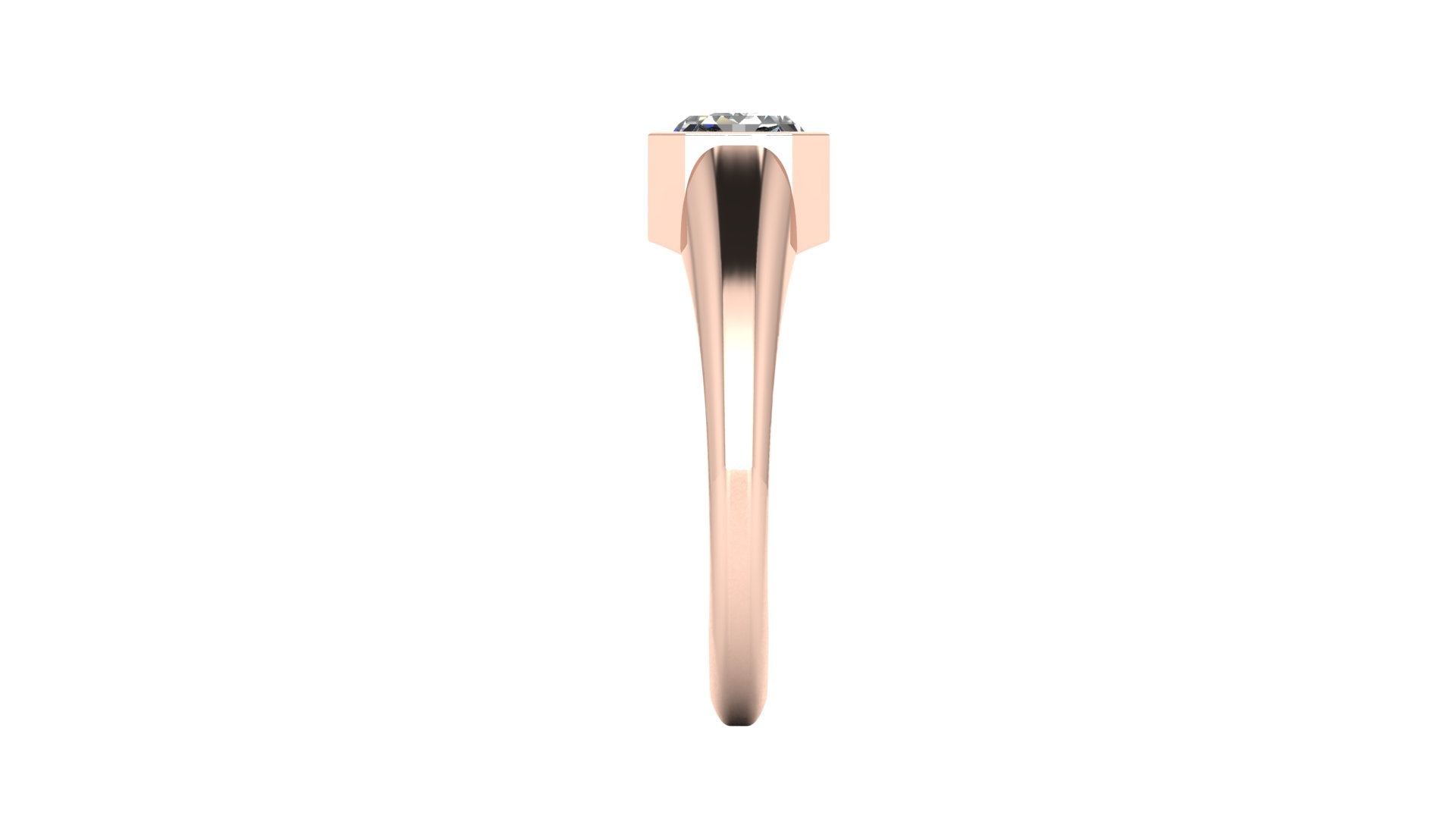 Anillo de compromiso solitario bicelado corte esmeralda - Ricardo