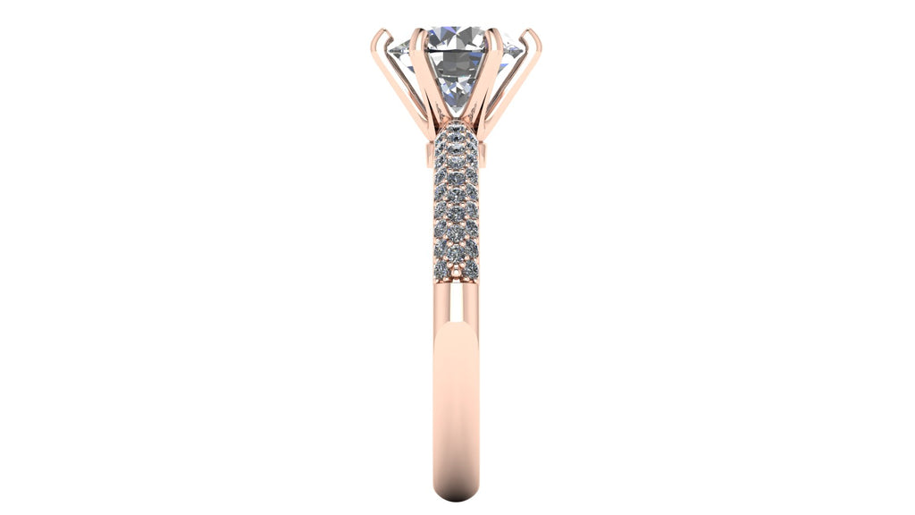 Anillo de compromiso  redondo, diamantes laterales - Gerardo