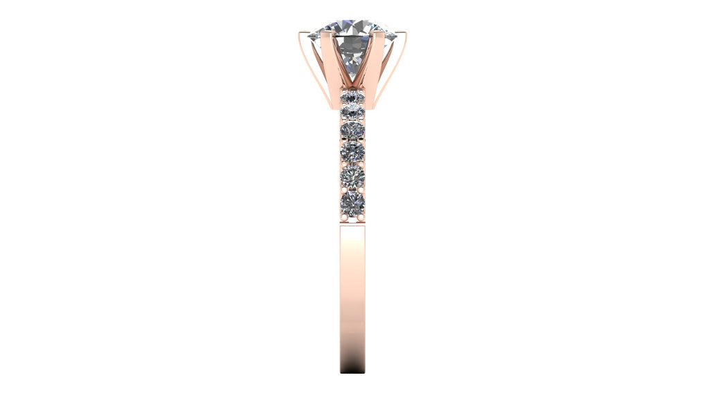 Anillo de compromiso  redondo, diamantes laterales - Daniel