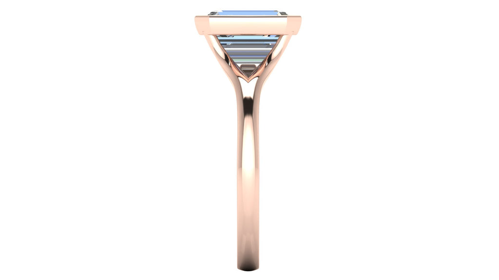 Anillo de compromiso solitario bicelado corte esmeralda - Omar