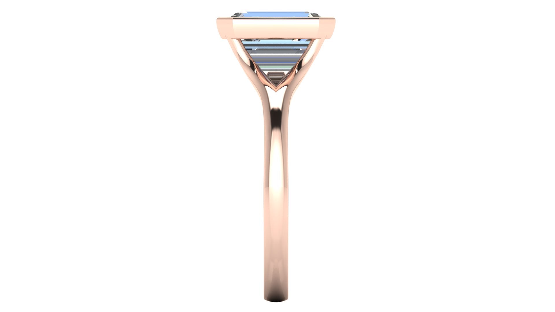 Anillo de compromiso solitario bicelado corte esmeralda - Omar