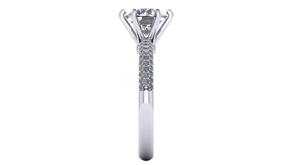 Anillo de compromiso  redondo, diamantes laterales - Gerardo