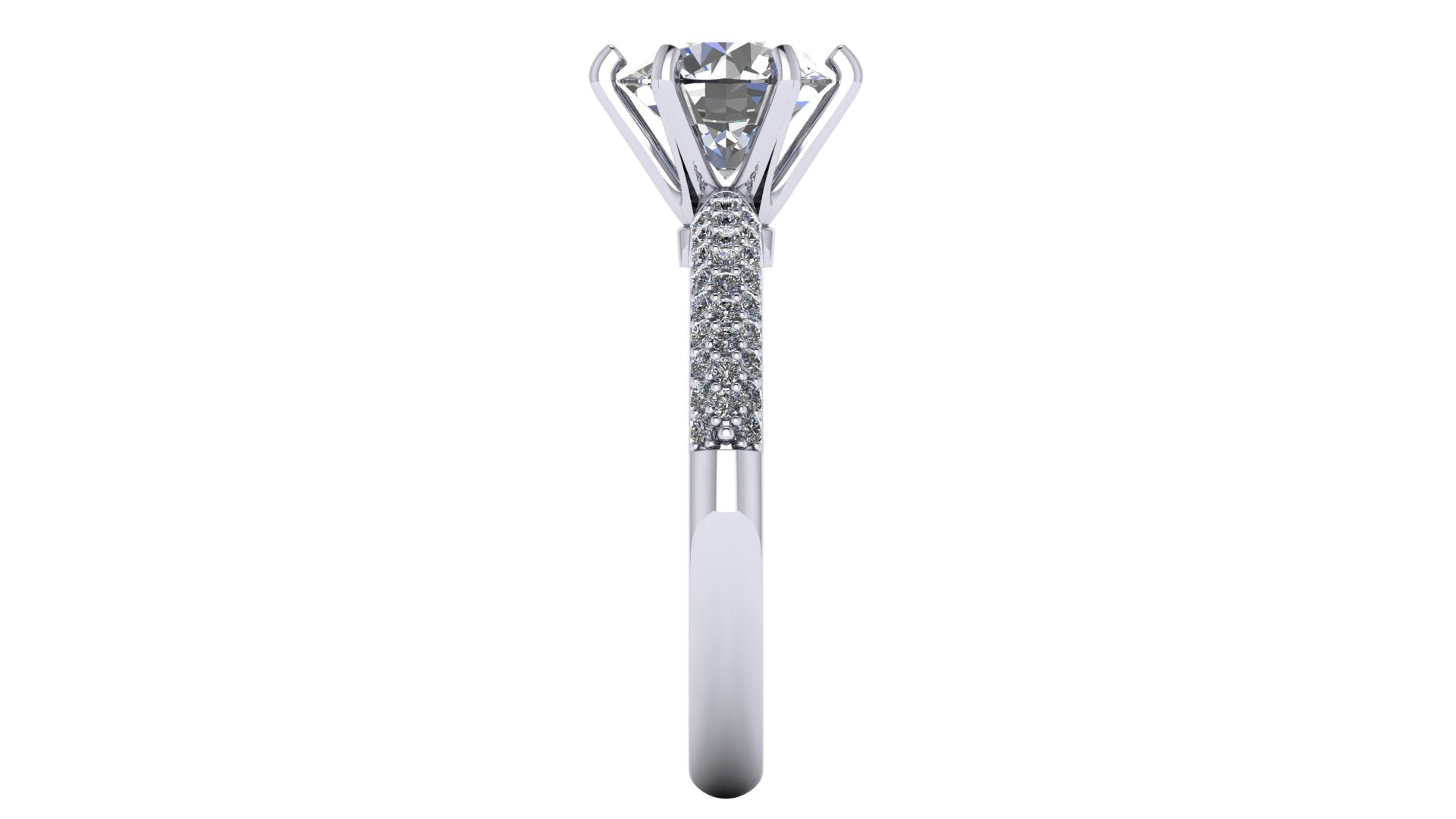 Anillo de compromiso  redondo, diamantes laterales - Gerardo