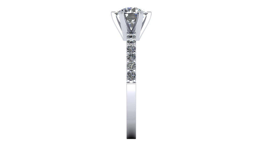 Anillo de compromiso  redondo, diamantes laterales - Daniel