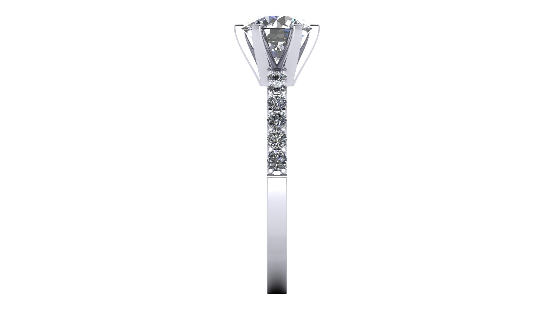 Anillo de compromiso  redondo, diamantes laterales - Daniel