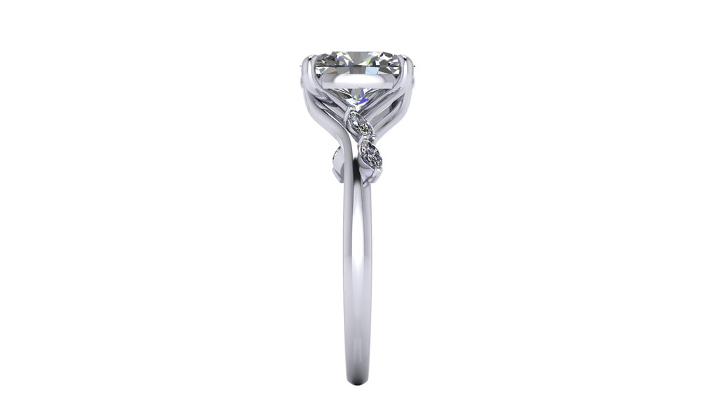 Anillo de compromiso  ovalado, diamantes laterales marquise - Armando