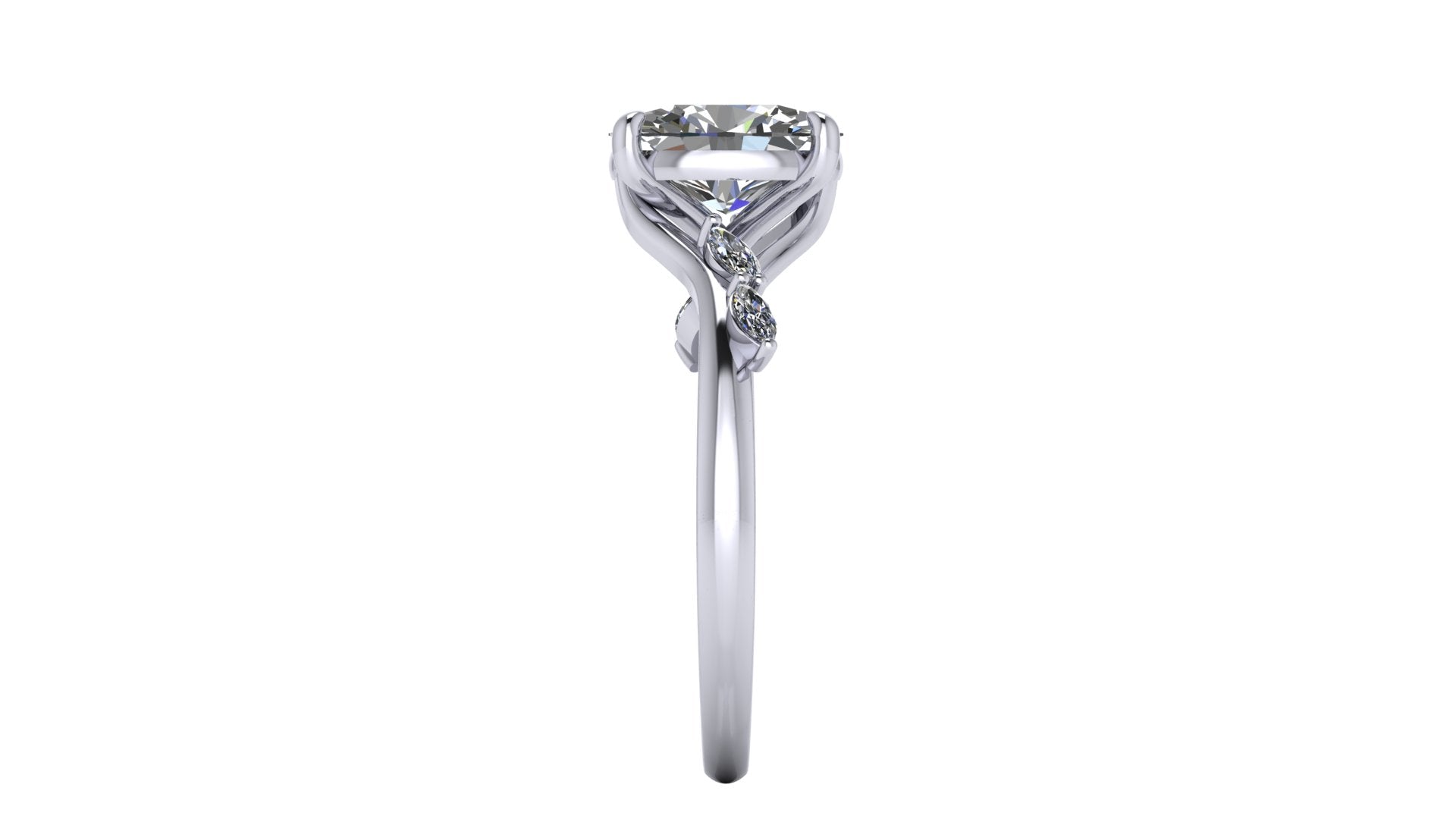 Anillo de compromiso  ovalado, diamantes laterales marquise - Armando