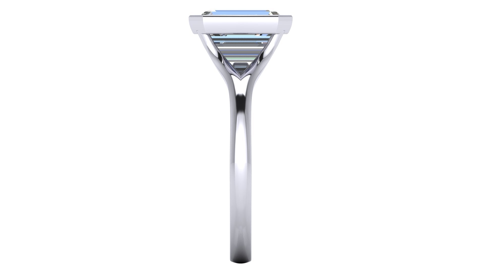 Anillo de compromiso solitario bicelado corte esmeralda - Omar