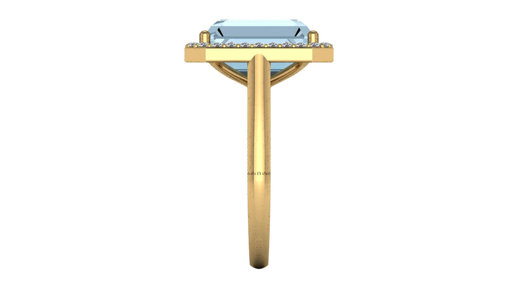 Anillo de esmeralda y halo de diamantes - Diana