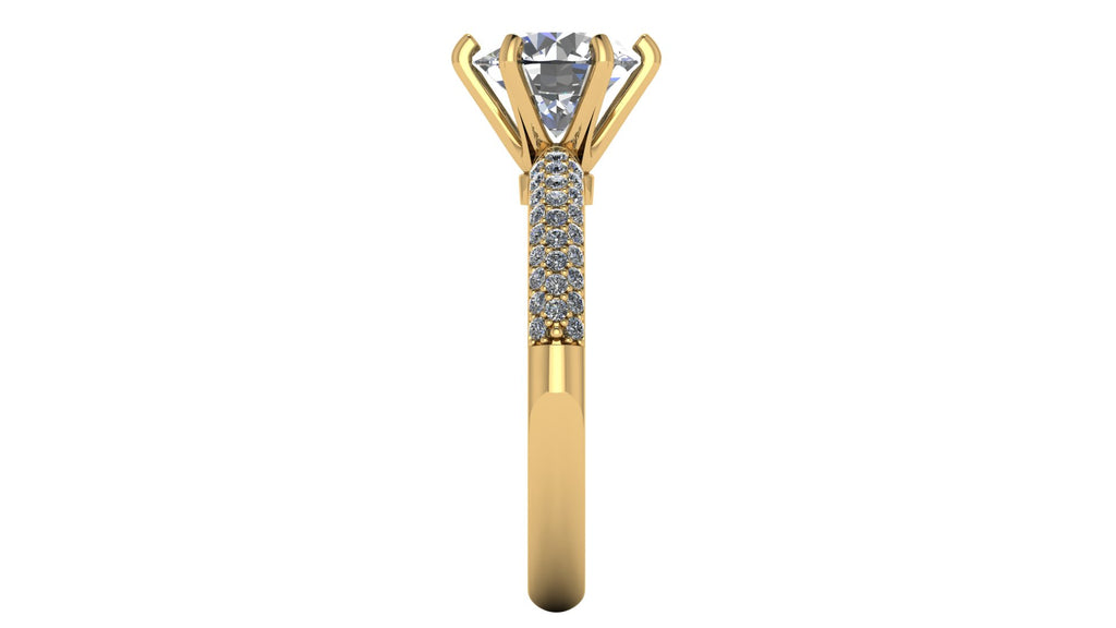 Anillo de compromiso  redondo, diamantes laterales - Gerardo