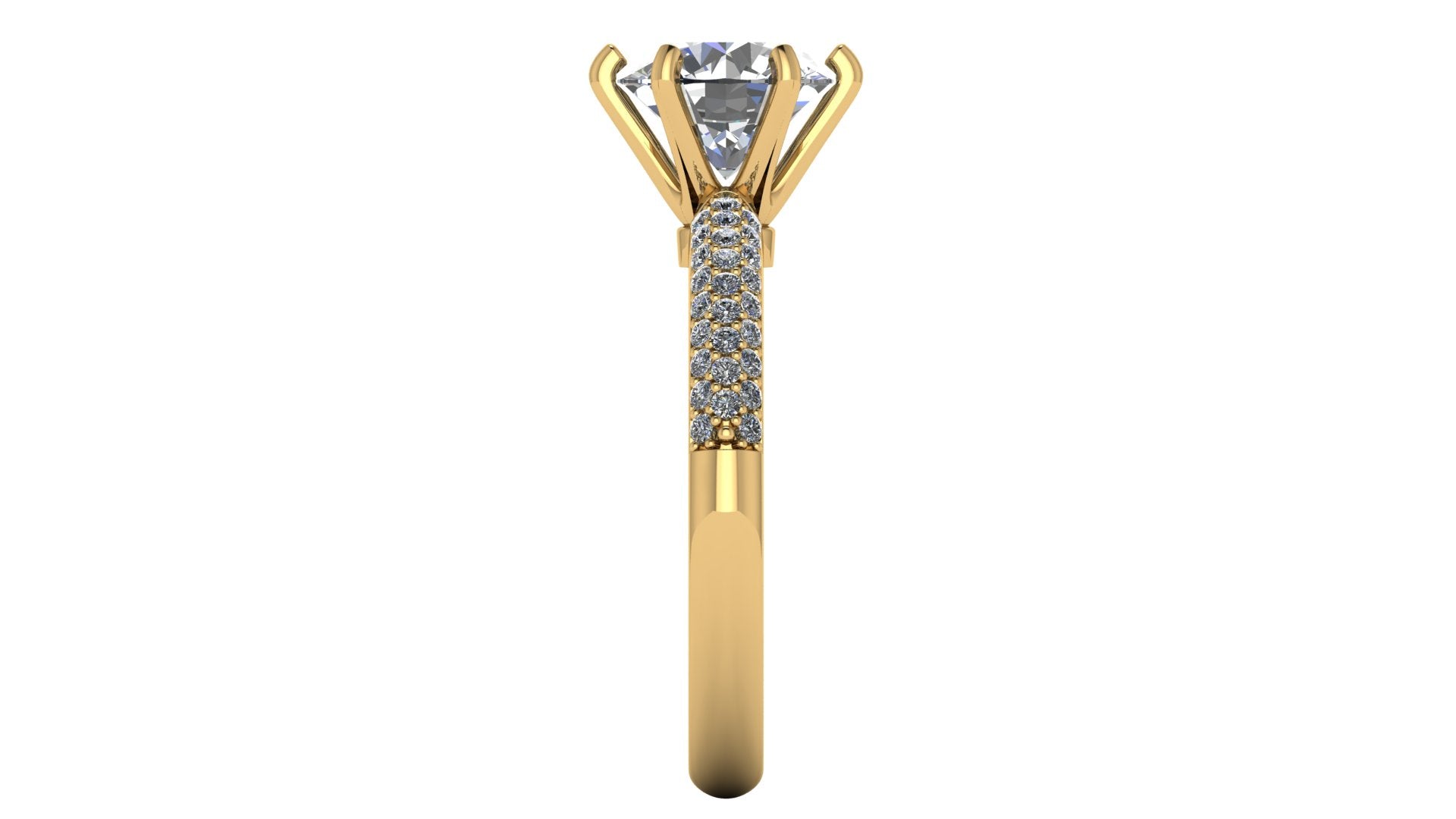 Anillo de compromiso  redondo, diamantes laterales - Gerardo