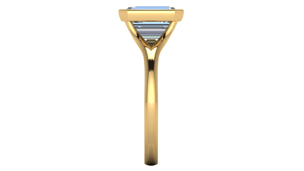 Anillo de compromiso solitario bicelado corte esmeralda - Omar