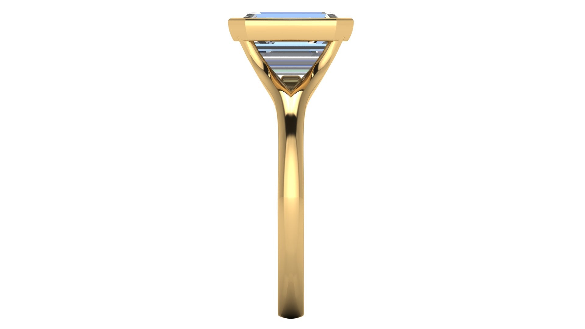 Anillo de compromiso solitario bicelado corte esmeralda - Omar