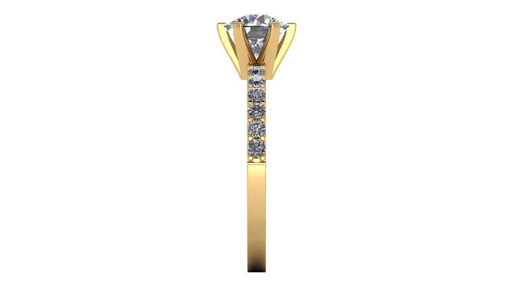 Anillo de compromiso  redondo, diamantes laterales - Daniel
