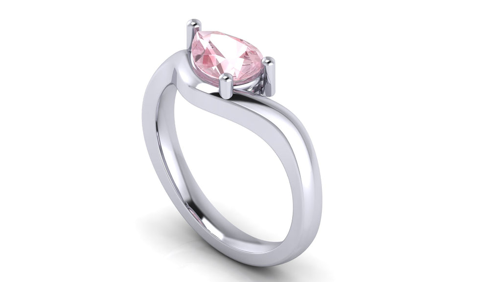 Anillo orgánico con zafiro rosa corte pera - Daniela