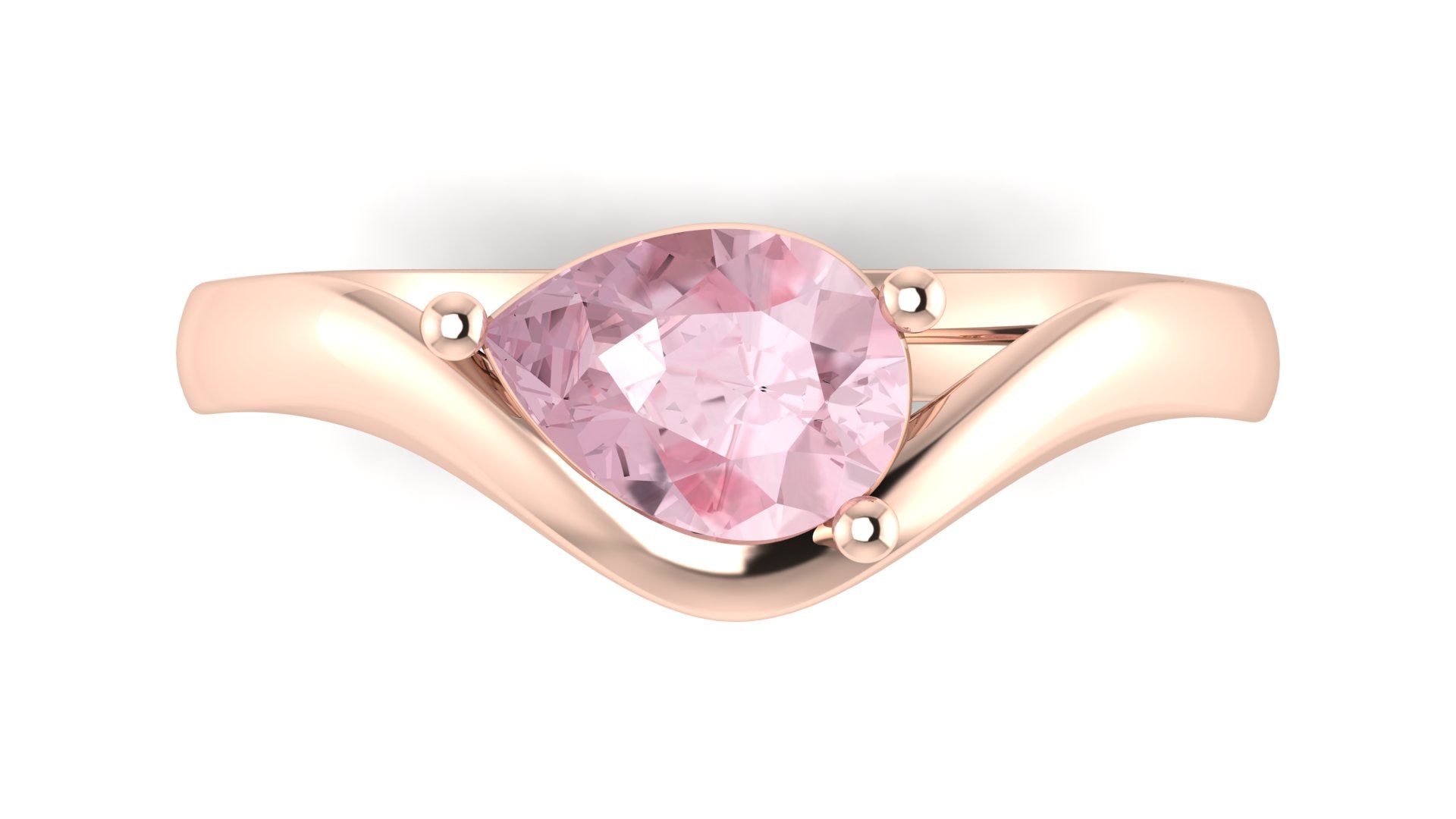 Anillo orgánico con zafiro rosa corte pera - Daniela