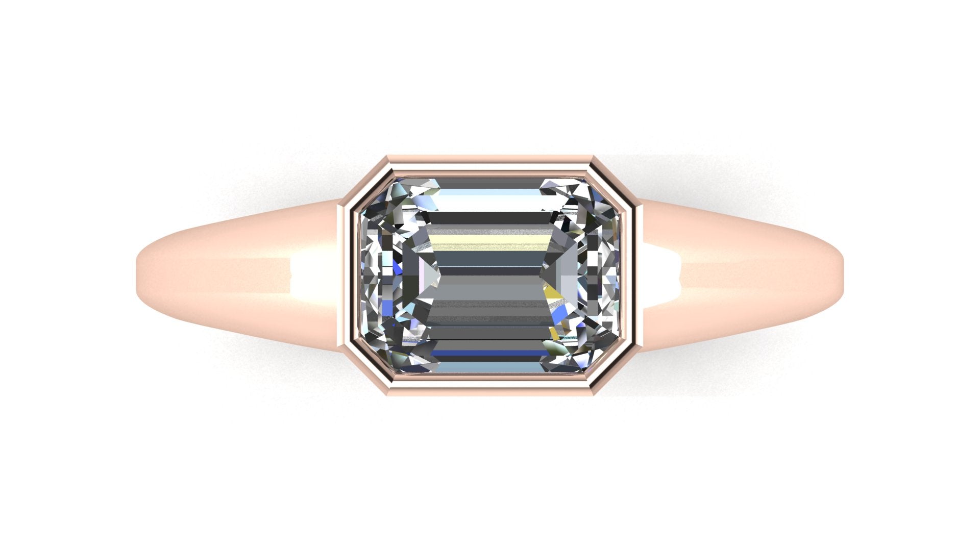 Anillo de compromiso solitario bicelado corte esmeralda - Ricardo