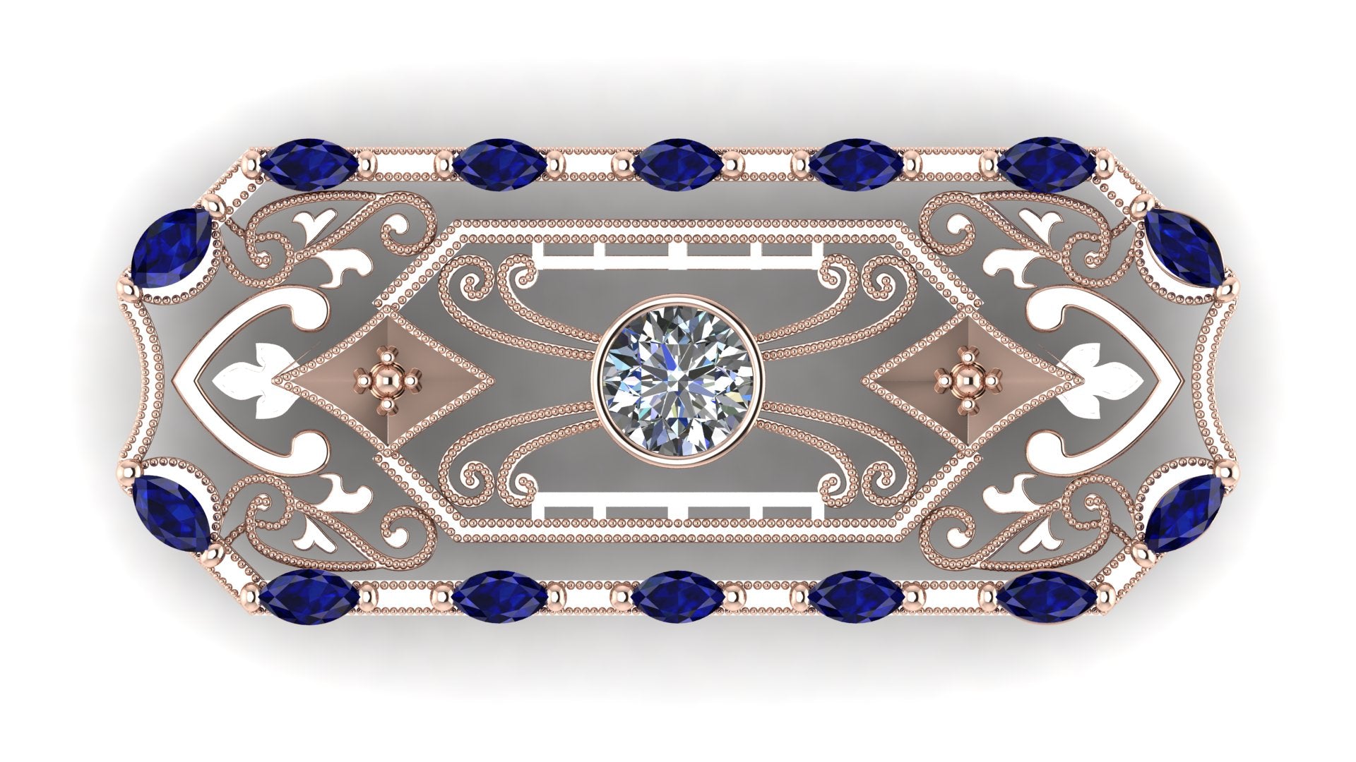 Broche  con zafiros y diamantes - Kala