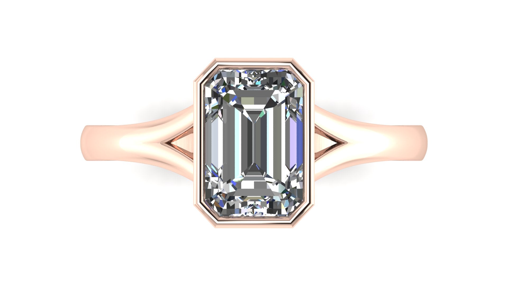Anillo de compromiso solitario bicelado corte esmeralda - Omar