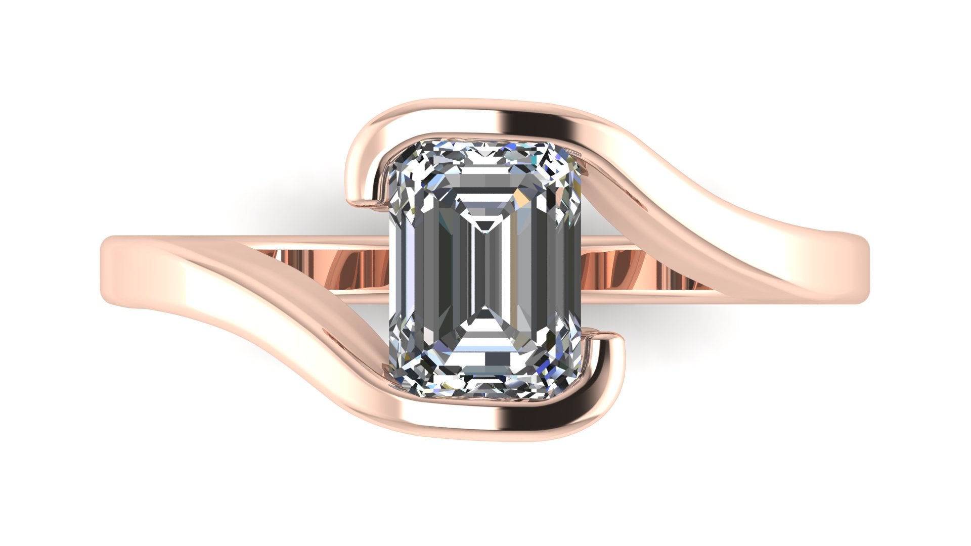 Anillo de compromiso solitario bicelado corte esmeralda - Omar