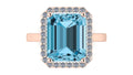 Anillo con topacio central corte esmeralda y halo de diamantes - Josefa