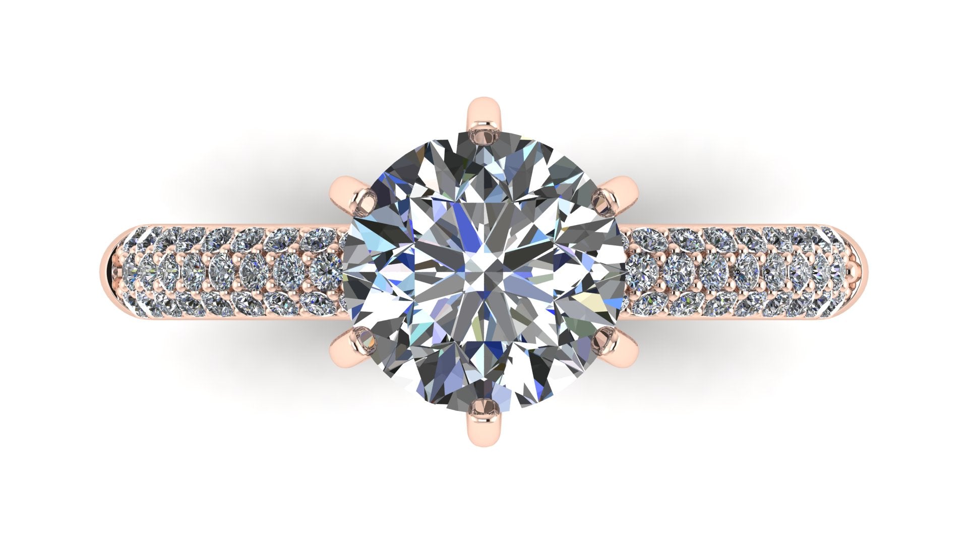 Anillo de compromiso  redondo, diamantes laterales - Gerardo