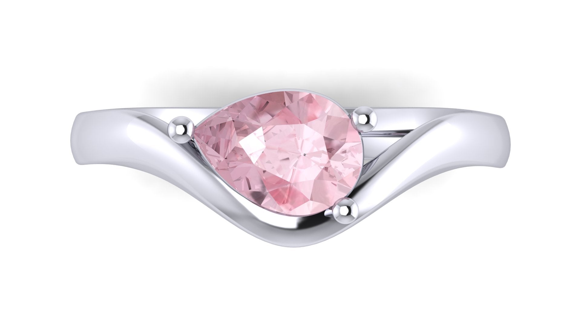 Anillo orgánico con zafiro rosa corte pera - Daniela