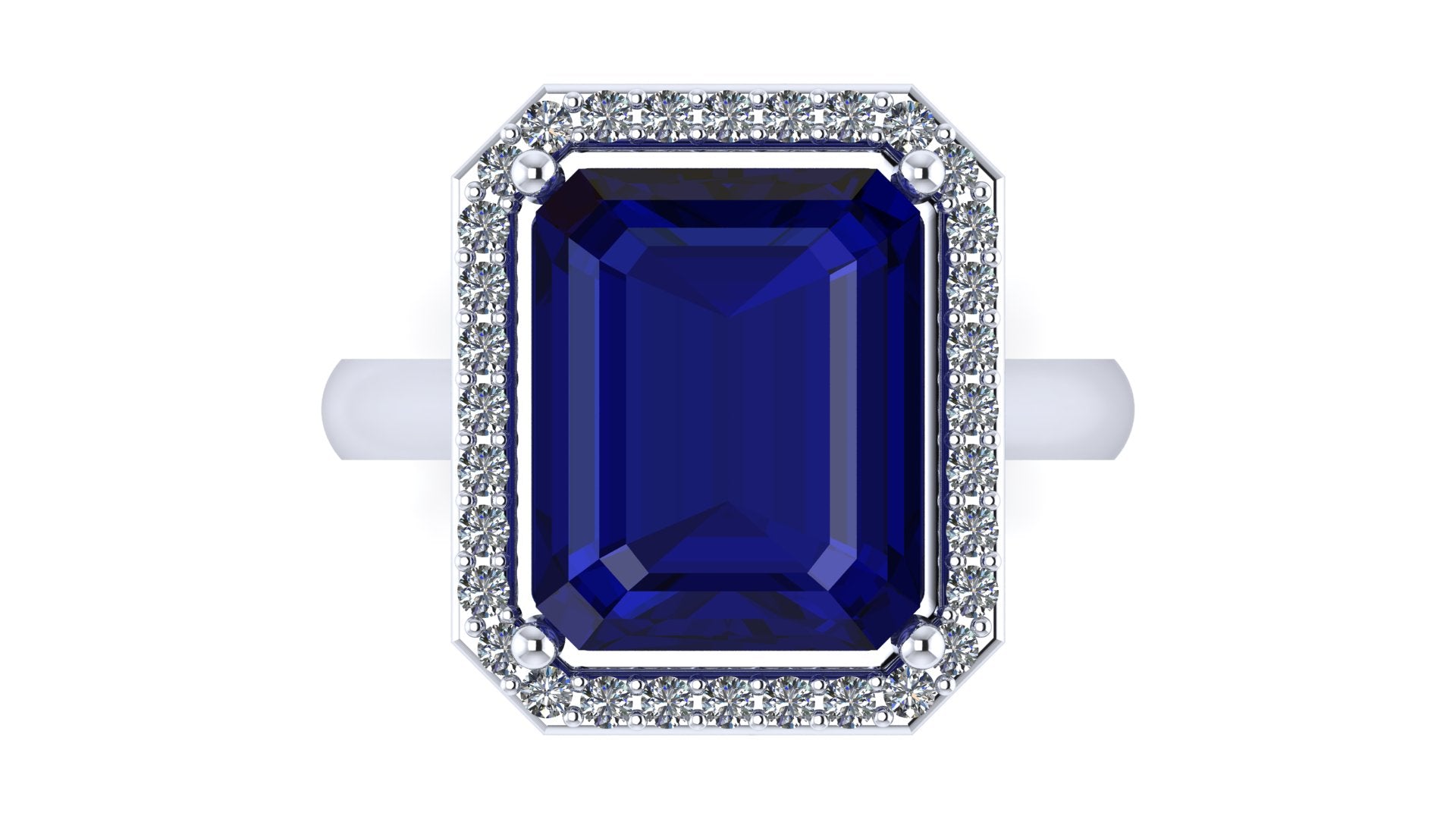 Anillo de esmeralda y halo de diamantes - Diana