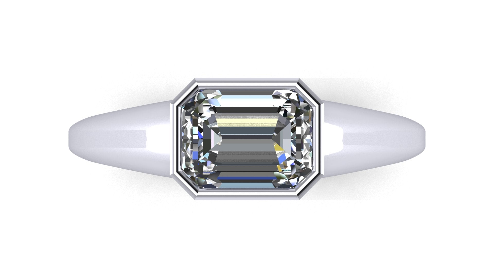 Anillo de compromiso solitario bicelado corte esmeralda - Ricardo