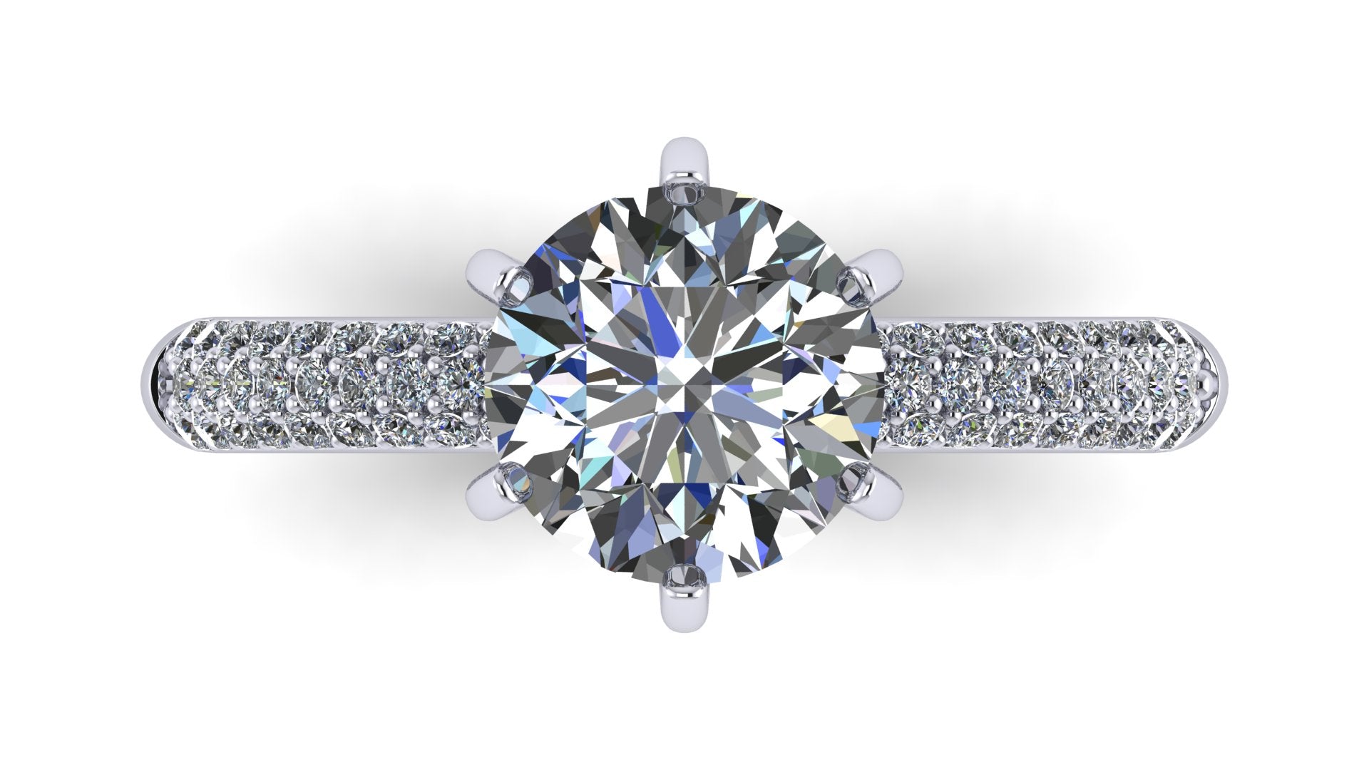 Anillo de compromiso  redondo, diamantes laterales - Gerardo