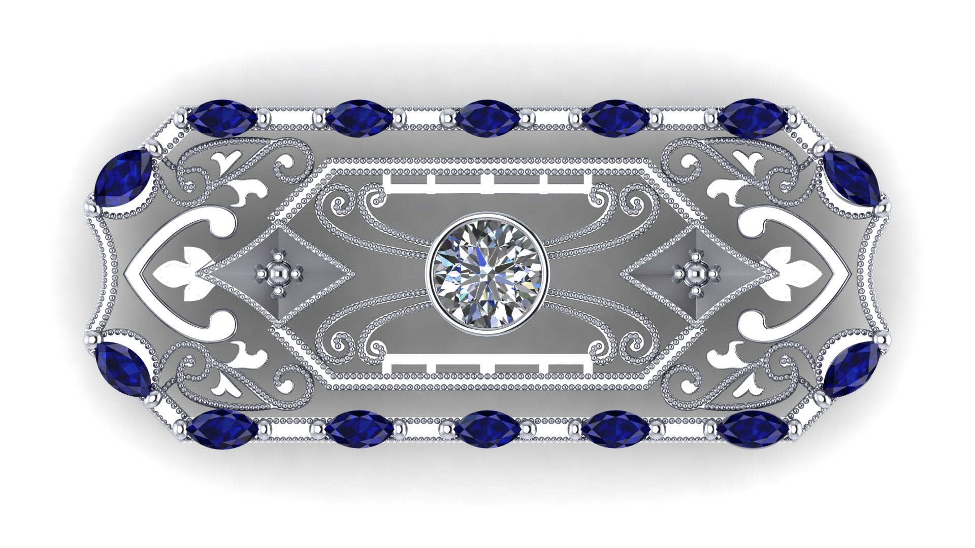 Broche  con zafiros y diamantes - Kala