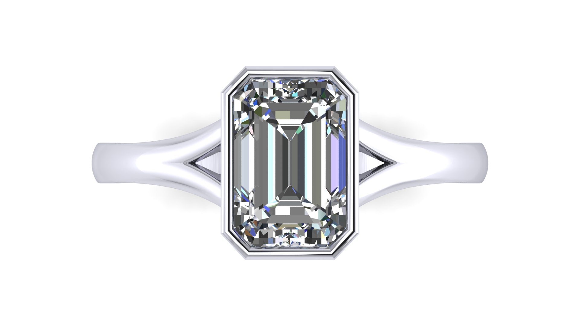 Anillo de compromiso solitario bicelado corte esmeralda - Omar