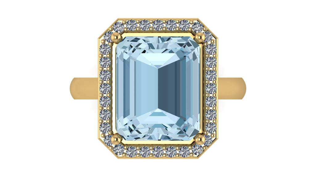 Anillo de esmeralda y halo de diamantes - Diana