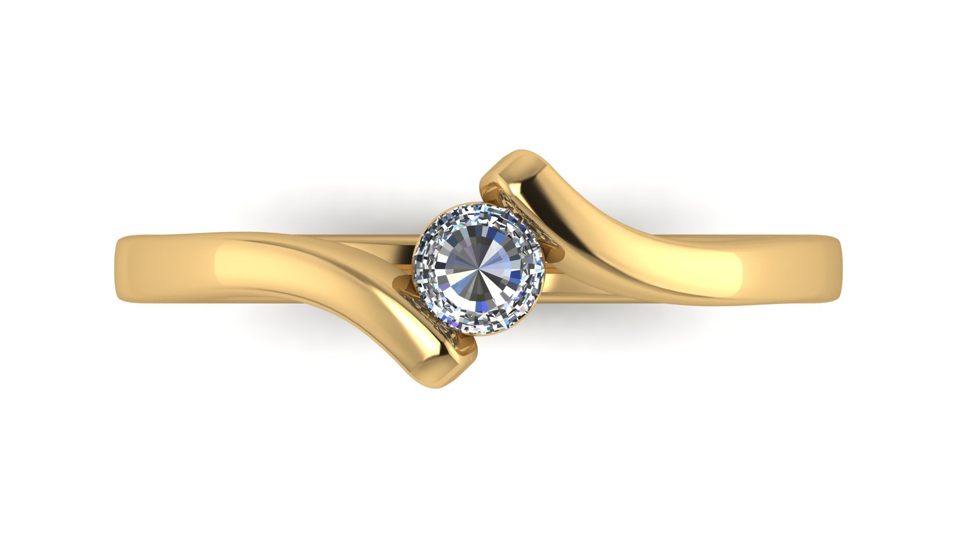 Anillo de compromiso solitario bicelado redondo - Francisco