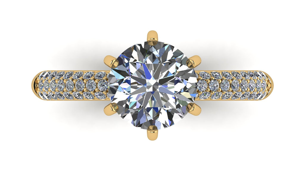 Anillo de compromiso  redondo, diamantes laterales - Gerardo