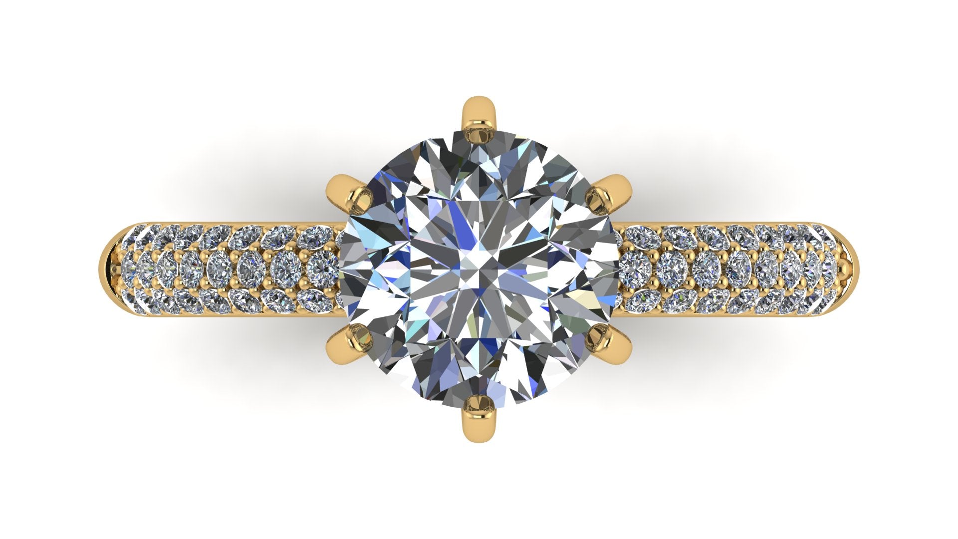 Anillo de compromiso  redondo, diamantes laterales - Gerardo