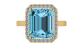 Anillo con topacio central corte esmeralda y halo de diamantes - Josefa
