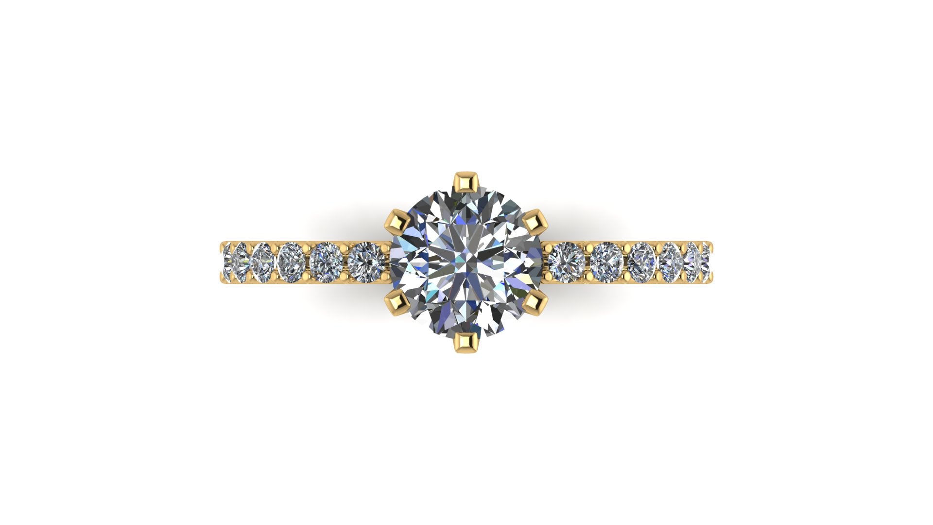 Anillo de compromiso  redondo, diamantes laterales - Daniel