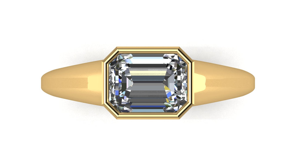 Anillo de compromiso solitario bicelado corte esmeralda - Ricardo
