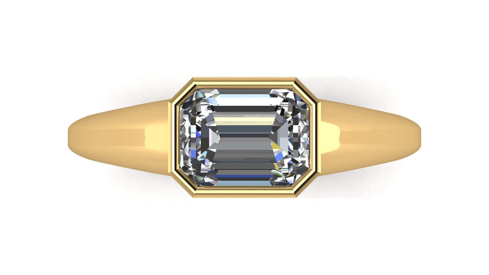 Anillo de compromiso solitario bicelado corte esmeralda - Ricardo