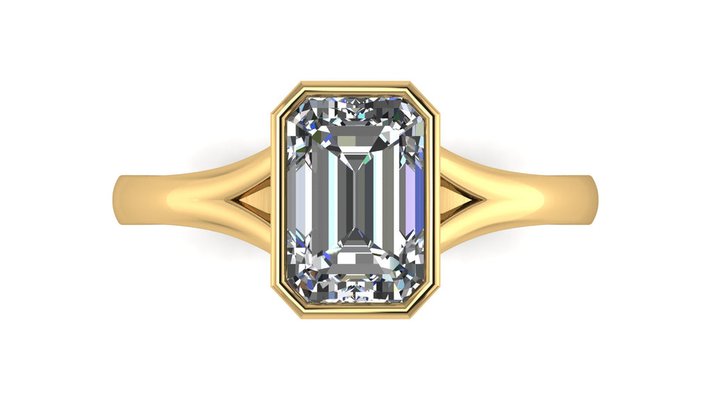 Anillo de compromiso solitario bicelado corte esmeralda - Omar