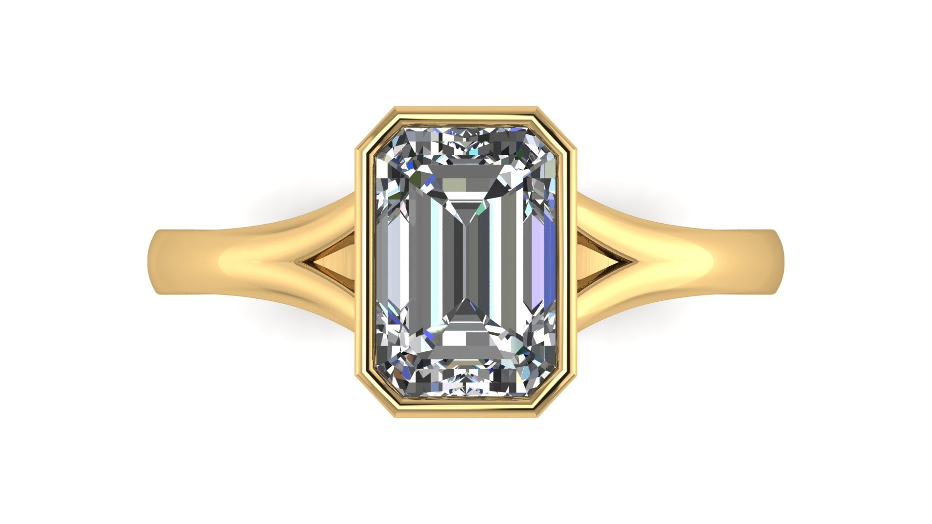 Anillo de compromiso solitario bicelado corte esmeralda - Omar